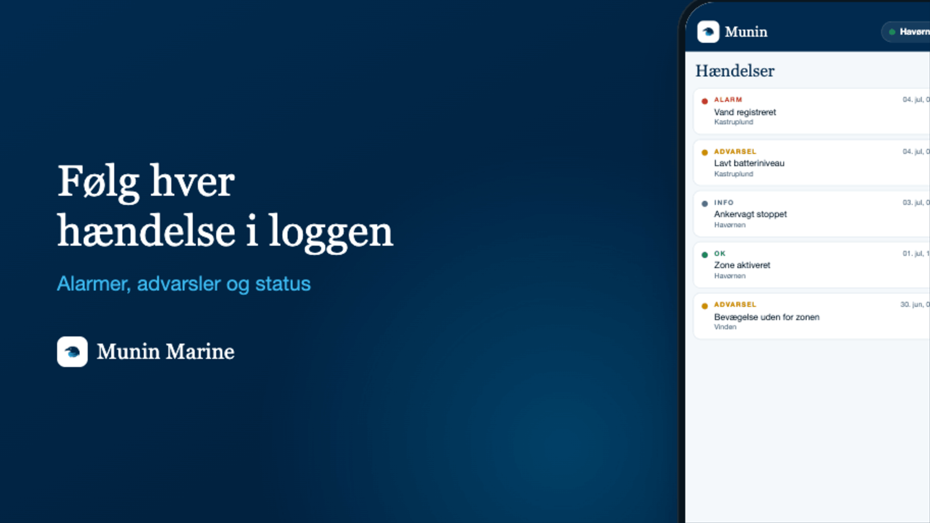 Munin-appen: hændelseslog